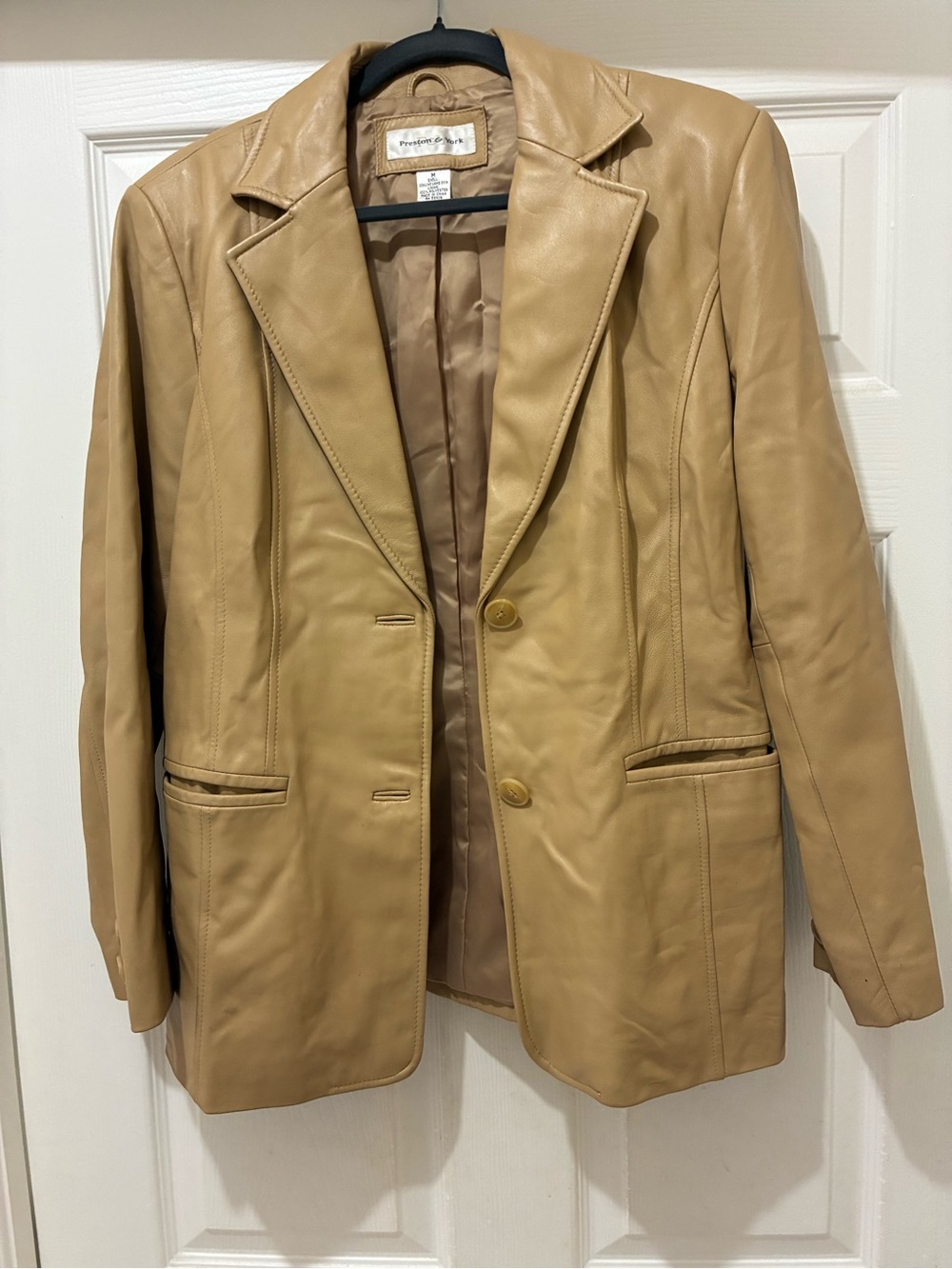 Preston & York Women's Tan Leather Blazer Jacket